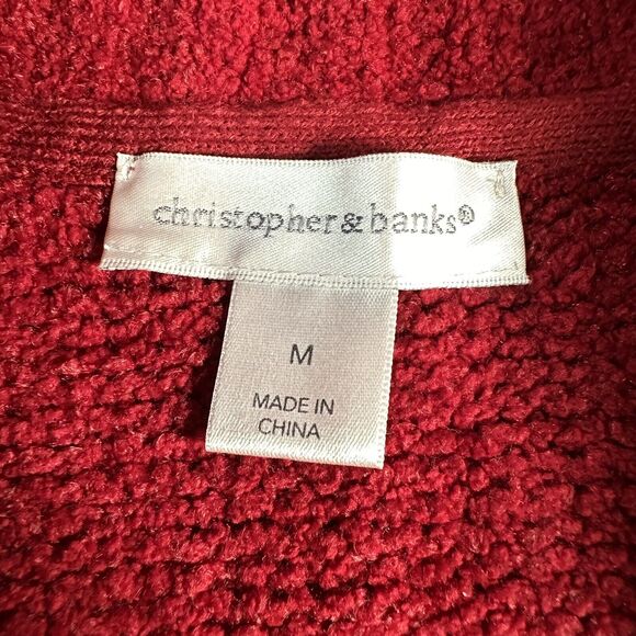 Christopher & Banks Sz Medium Red Sleeveless Full Zip Mock Neck Sweater Vest Top - Picture 7 of 8